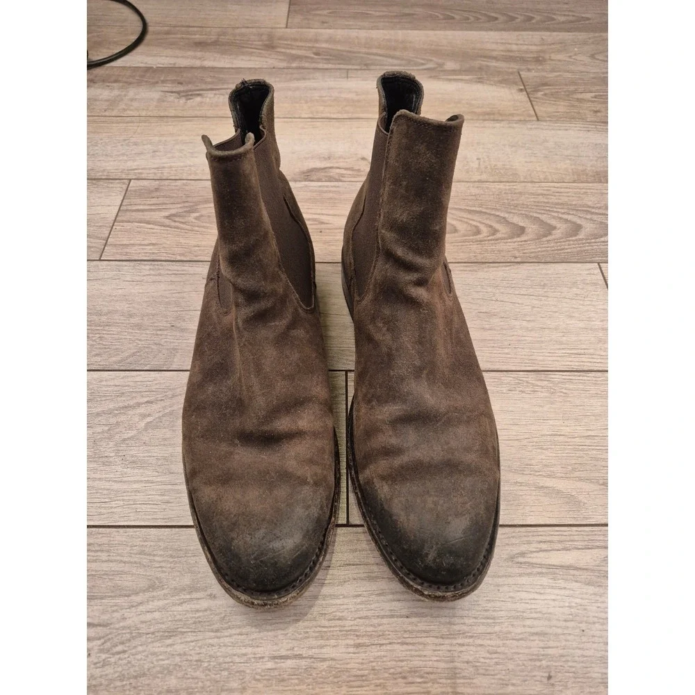 Thursday‎ Boot Company Dark Brown Suede Chelsea Boots Distressed Ankle Sz 8.5